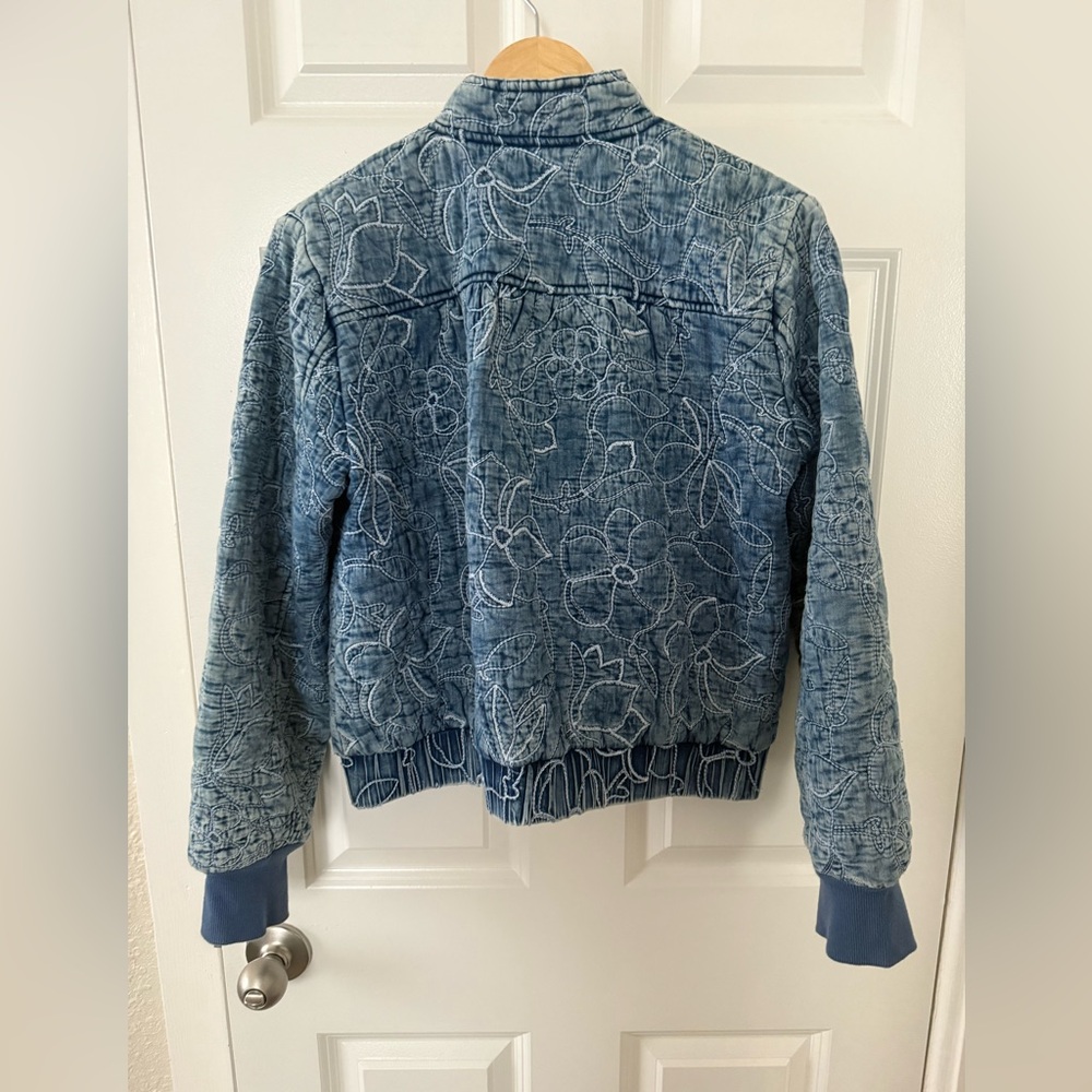 Elan quilted bomber jacket denim blue cotton size M - Picture 2 of 14